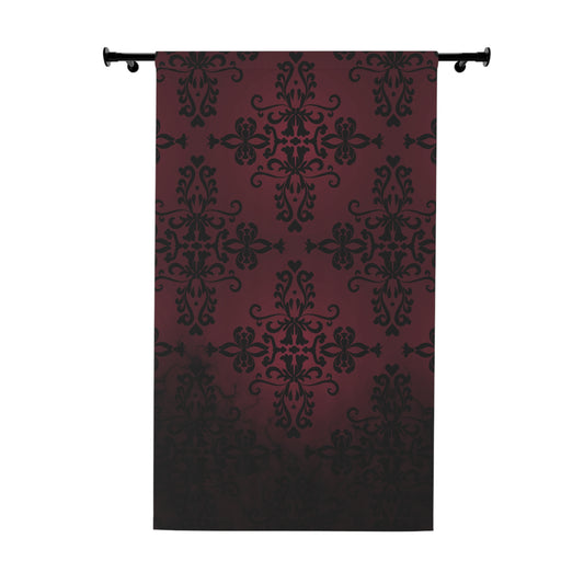 Sangria Red Blackout Curtains - Gothic Damask Print - Dark Home Decor