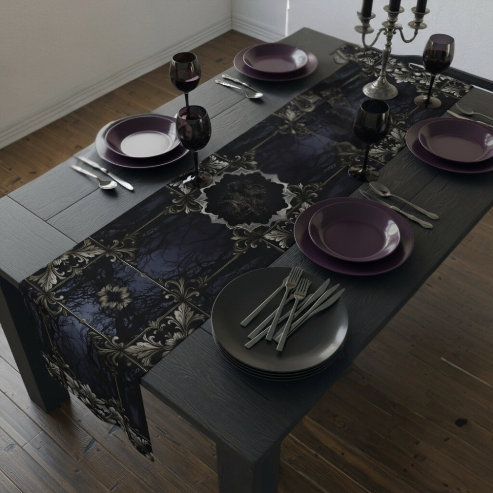 Sapphire Dark Forest |  Enchanted Dark | Table Runner