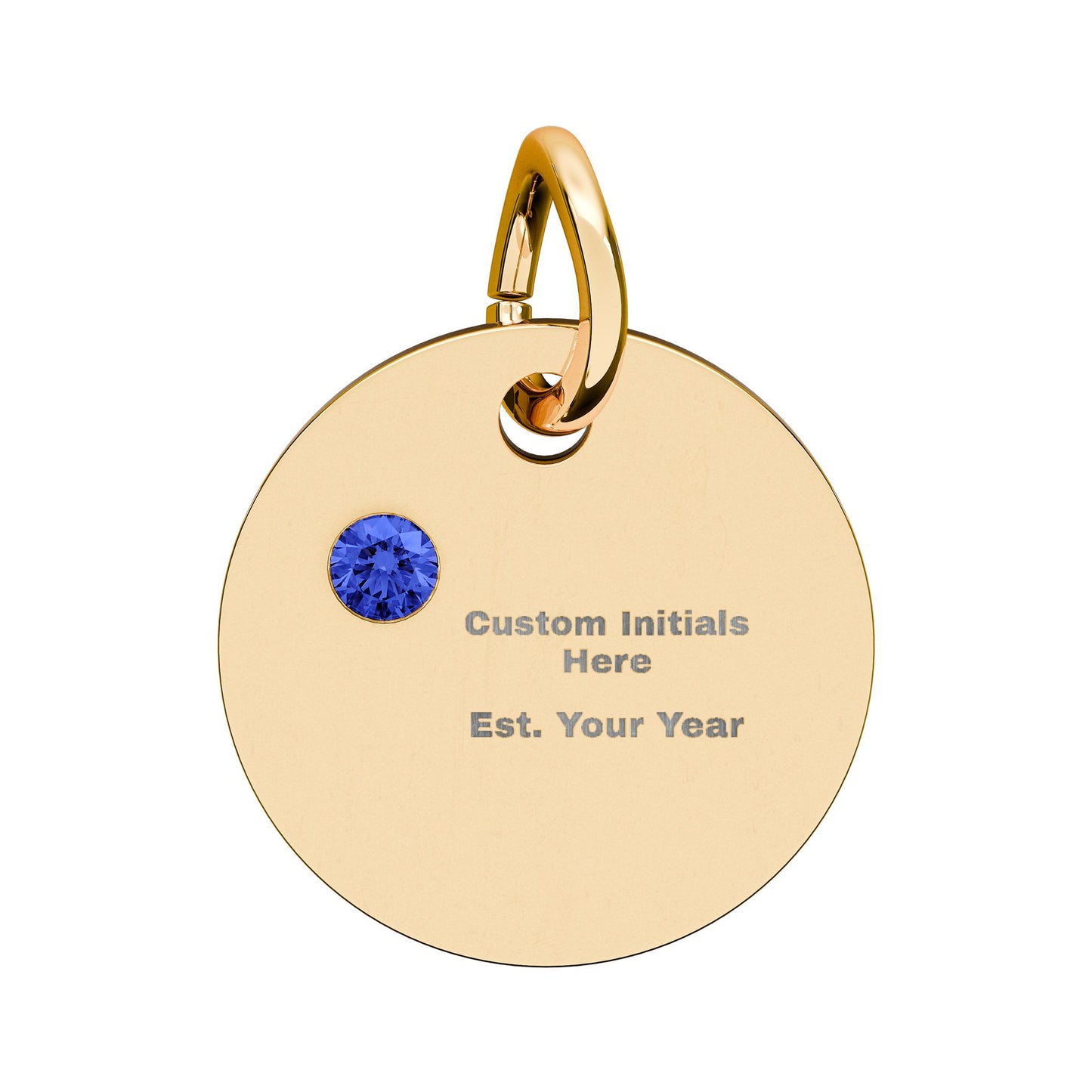 Engravable Birthstone Circle Charm | Personalized Initial & Year Pendant