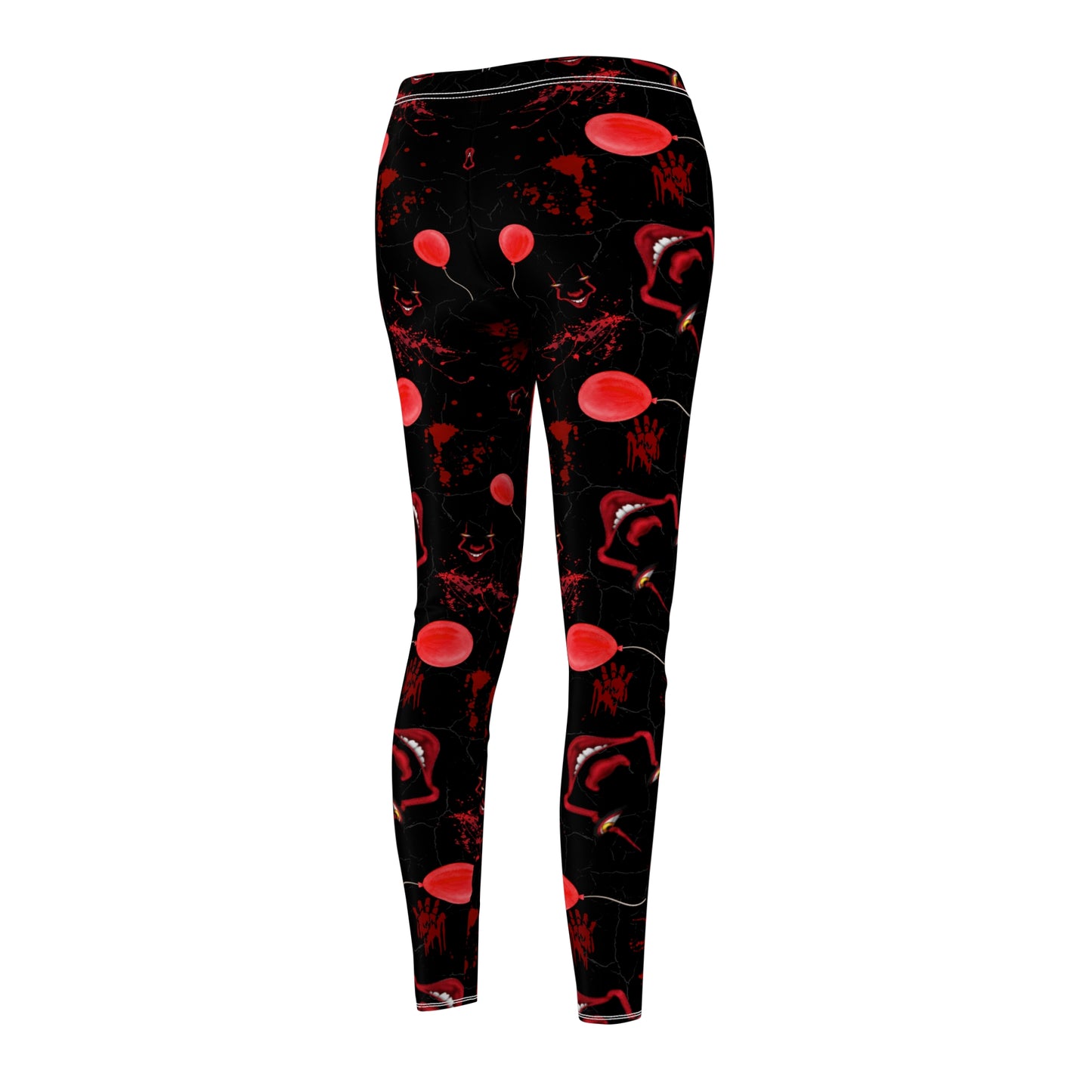 Horror Leggings | Red Balloon in Black | All-Over Print Women's Casual Bottoms