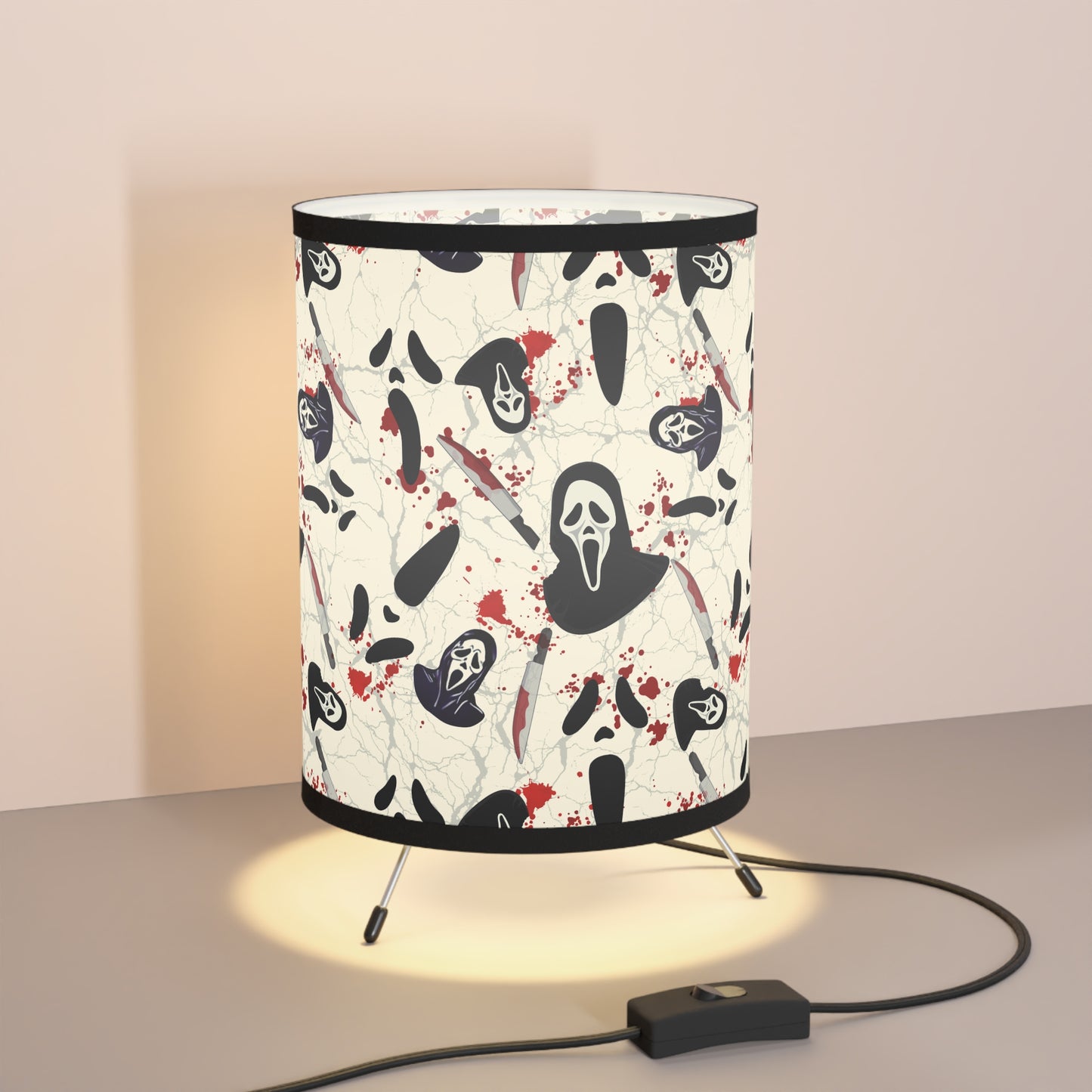 Gothic Tripod Lamp with High-Res Horror Shade | Cozy Lighting for Living?