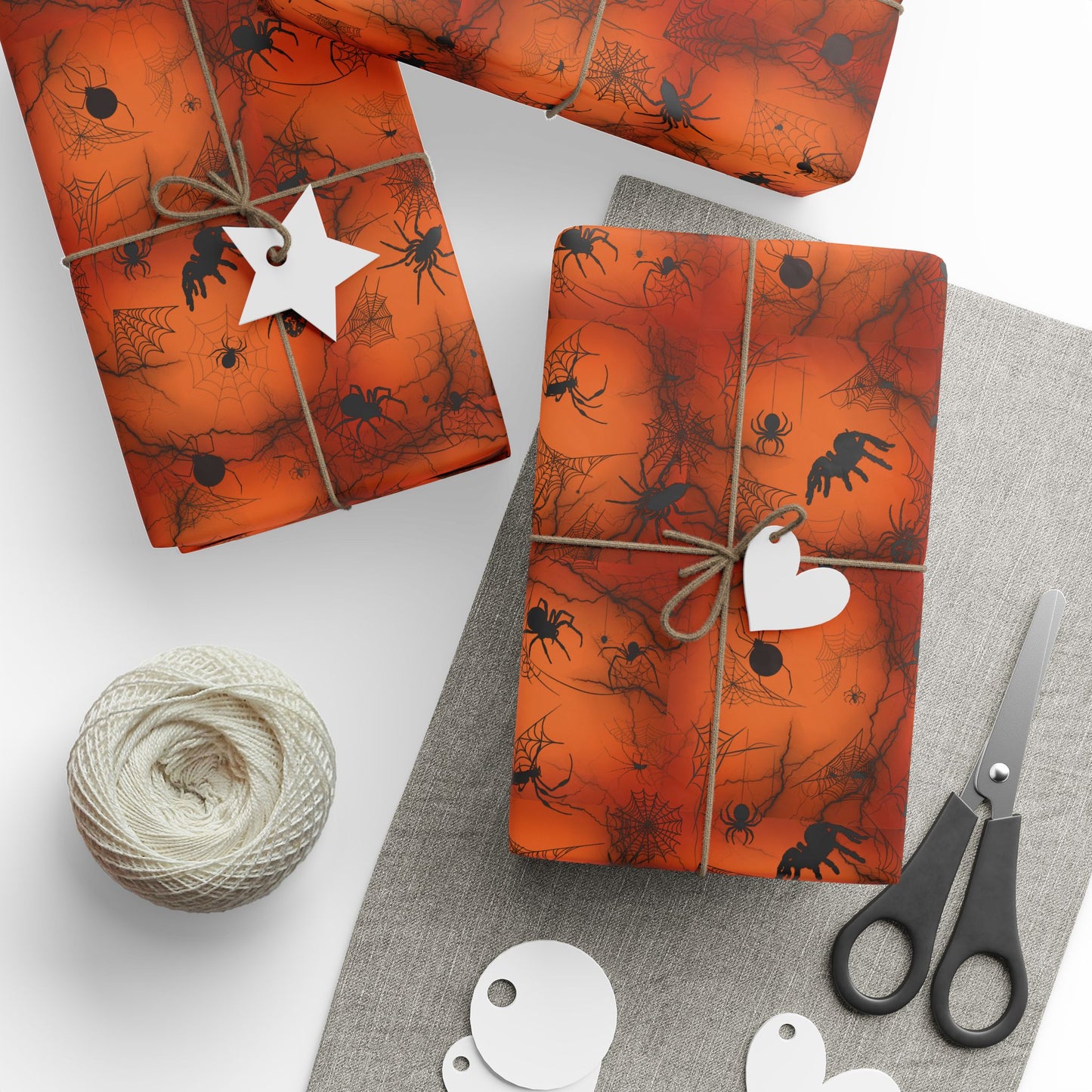 Spiders-on-Pumpkin Gift Wrap | Creepy Wrapping