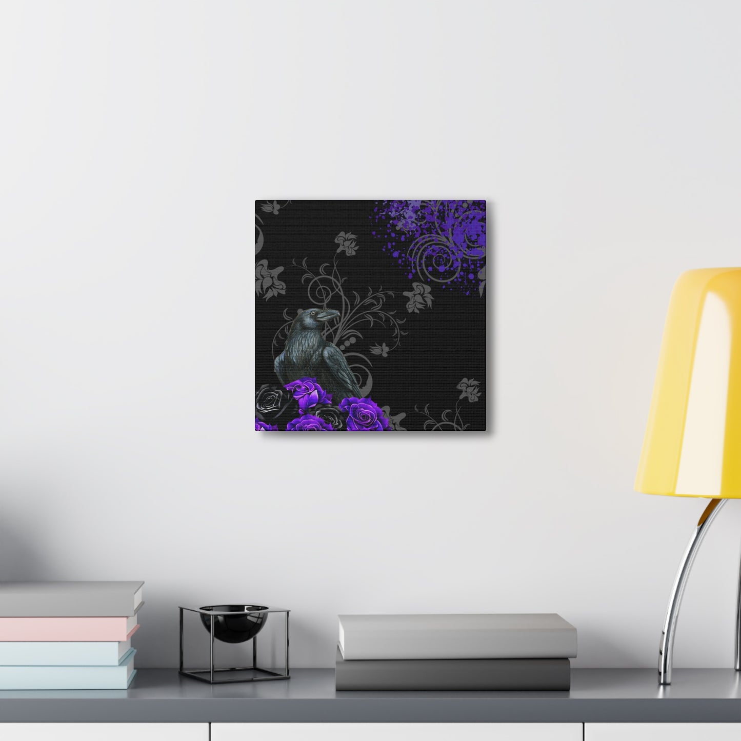 Black Feather & Purple Roses Canvas Gallery Wraps | Limited Edition Purple