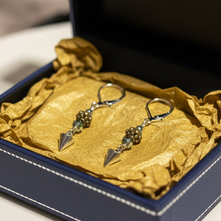 Brass Bead Drop Earrings