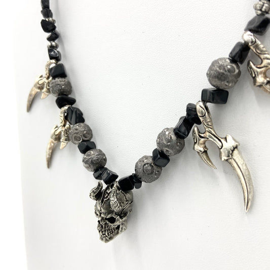 Monstrous Pendants | Bead and Chain Necklace with Ferocious Spirits 