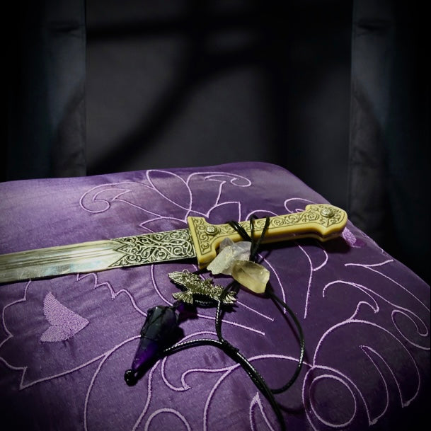 Raven with Amethyst Spike | Adjustable Cord Necklace