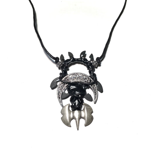 Axe and Crescent Moon | Corded Necklace | Industrial Voodoo Series