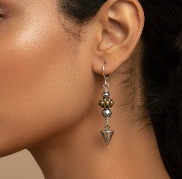 Brass and Spiked Earrings | Dangle Earrings Handmade Designs