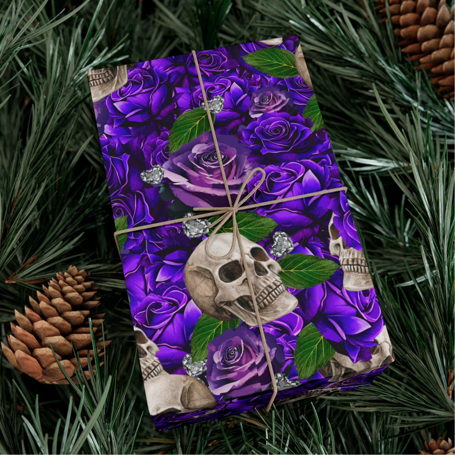 Skulls ‘n’ Roses (Purple) | Diamond Hearts | Gift Wrap Papers