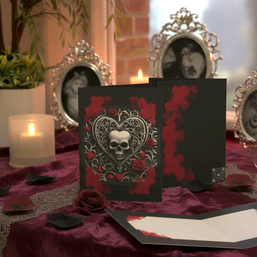 Gothic Hearts Greeting Cards (1, 10 pcs)
