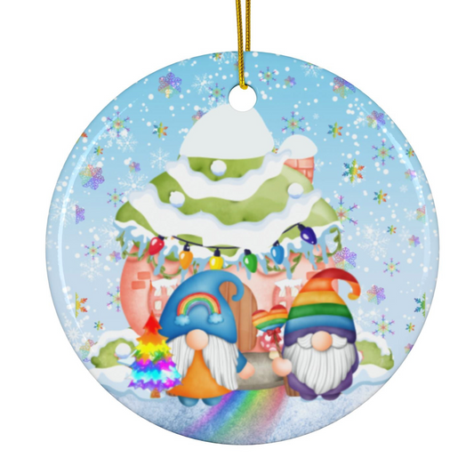 Rainbows in Winter | Pridemas Holiday | Heirloom Ceramic Ornaments (1pc, 3pcs, 5pcs, 10pcs)
