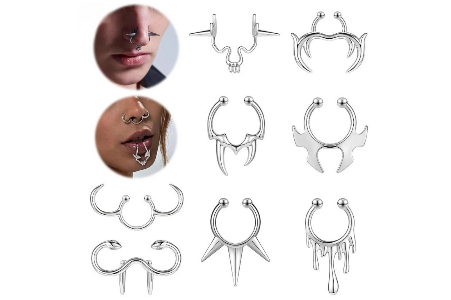 Cyberpunk Spike Nose Ring Jewelry | Non-Piercing