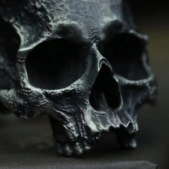 Long Horned Devil Skull Ring | Stainless Steel Stone Carved