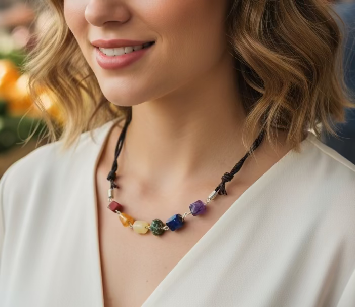 Chakra / Pride Necklace | Boho Beaded Cord Necklace