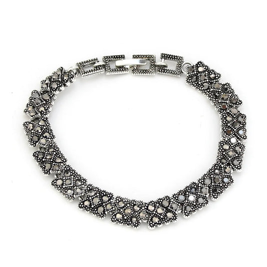 Vintage Style Fatima Bracelet | Silver Color Crystal Bohemia | Evil Eye Jewelry