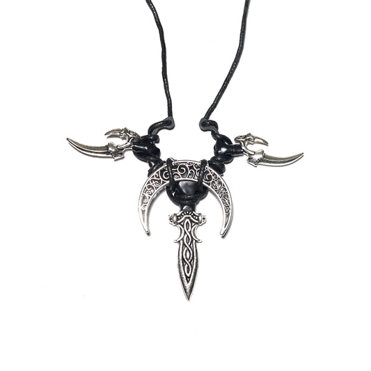 Corded Nightside Necklaces | Crescent Moon Urban Industrial Pendants