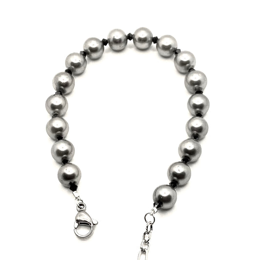 Grey Moons - Glass Pearl Bracelet