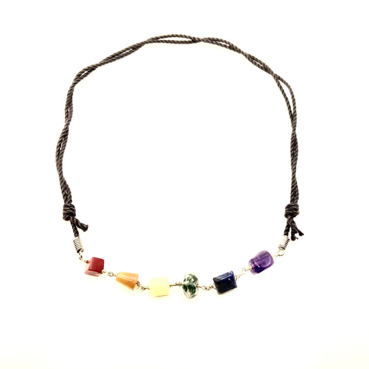 Chakra / Pride Necklace | Boho Beaded Cord Necklace